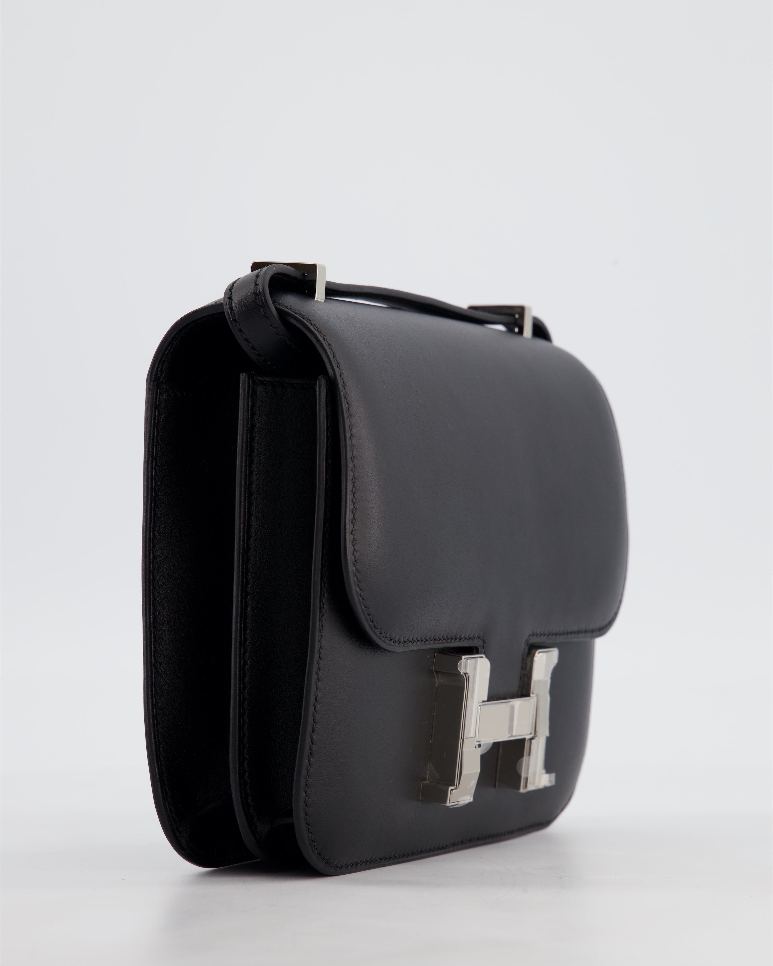 *BLUE BOX* Hermès Constance III 18 Mini Studio 24 Bag in Noir Monsieur Leather with Palladium Hardware