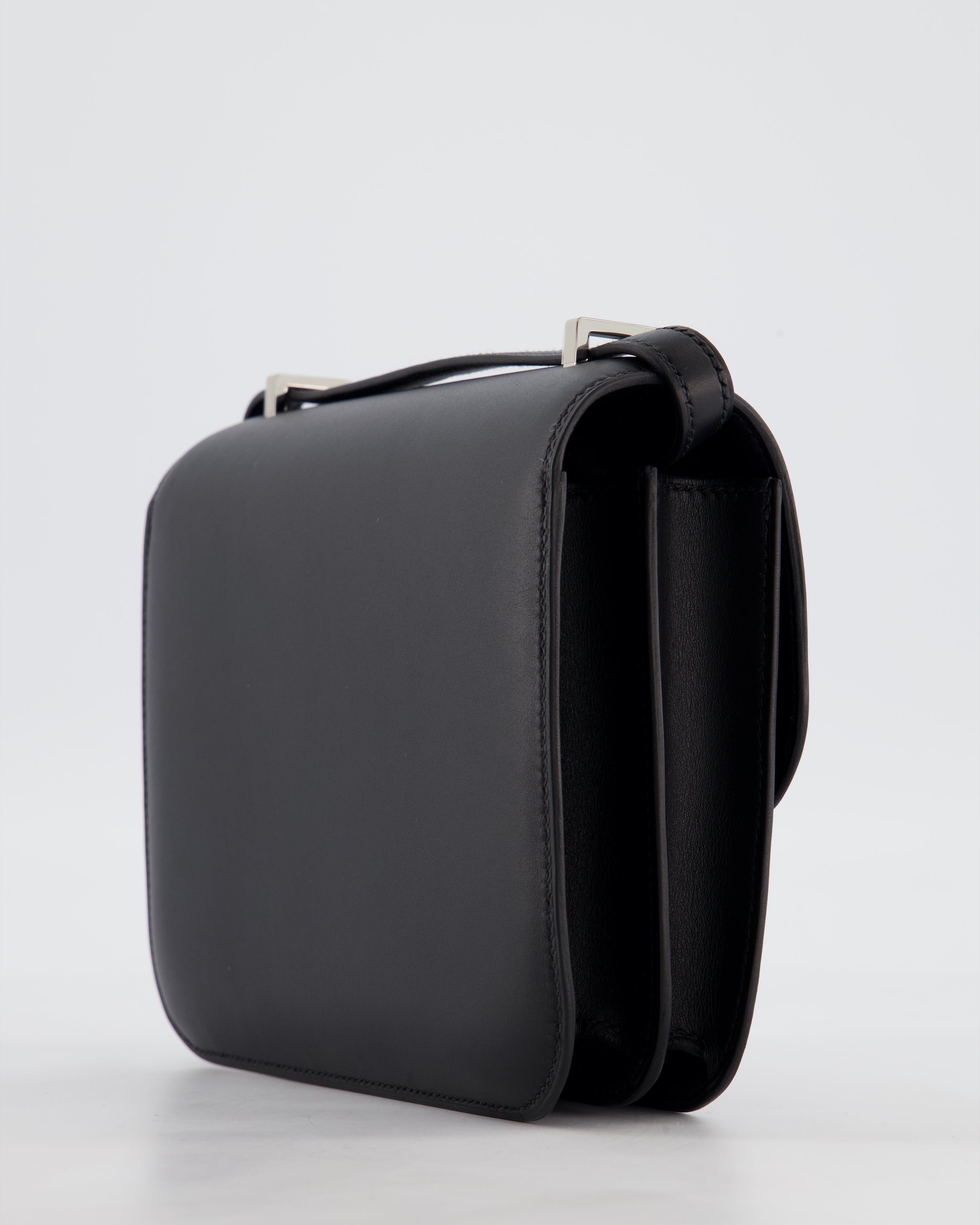 *BLUE BOX* Hermès Constance III 18 Mini Studio 24 Bag in Noir Monsieur Leather with Palladium Hardware