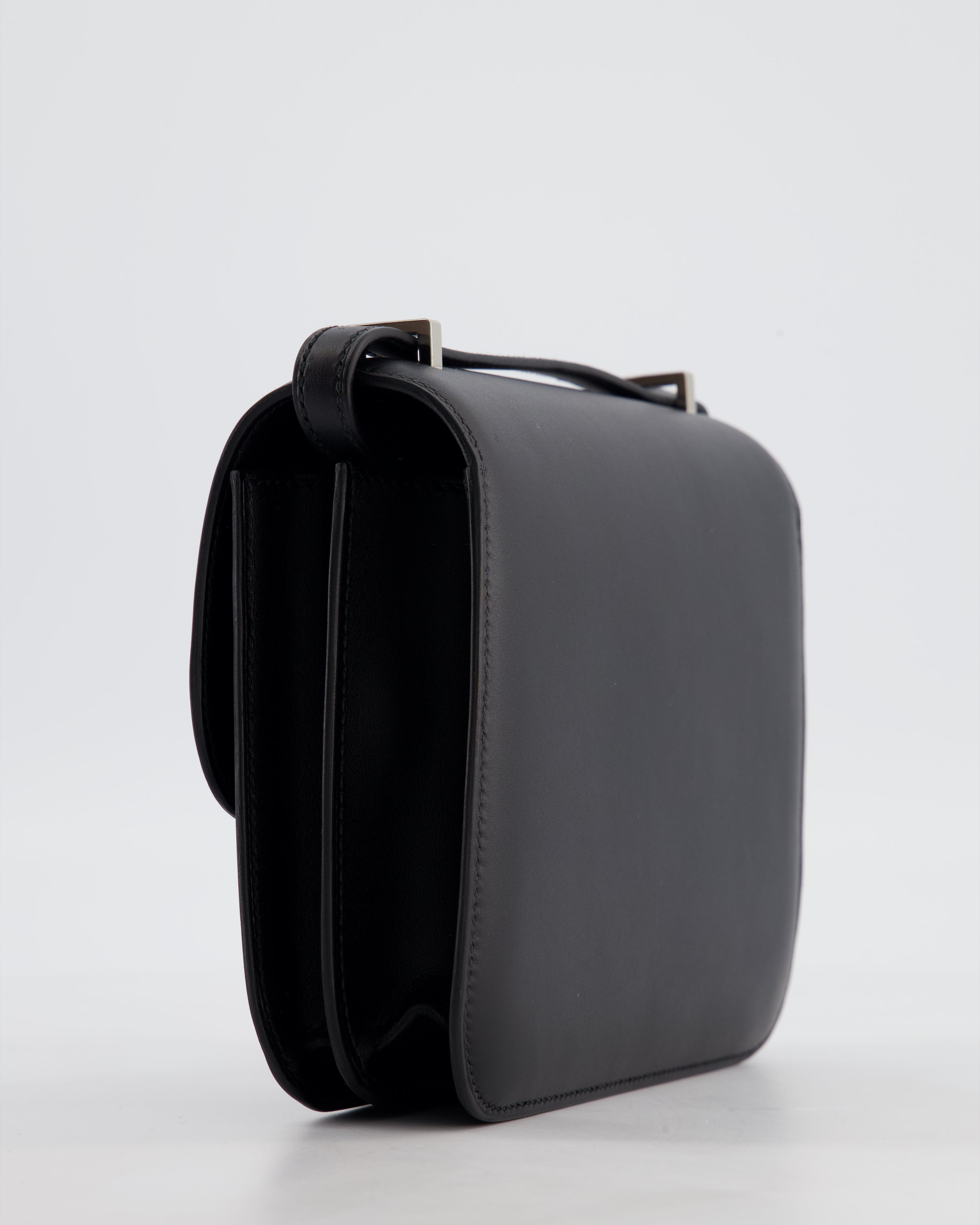 *BLUE BOX* Hermès Constance III 18 Mini Studio 24 Bag in Noir Monsieur Leather with Palladium Hardware