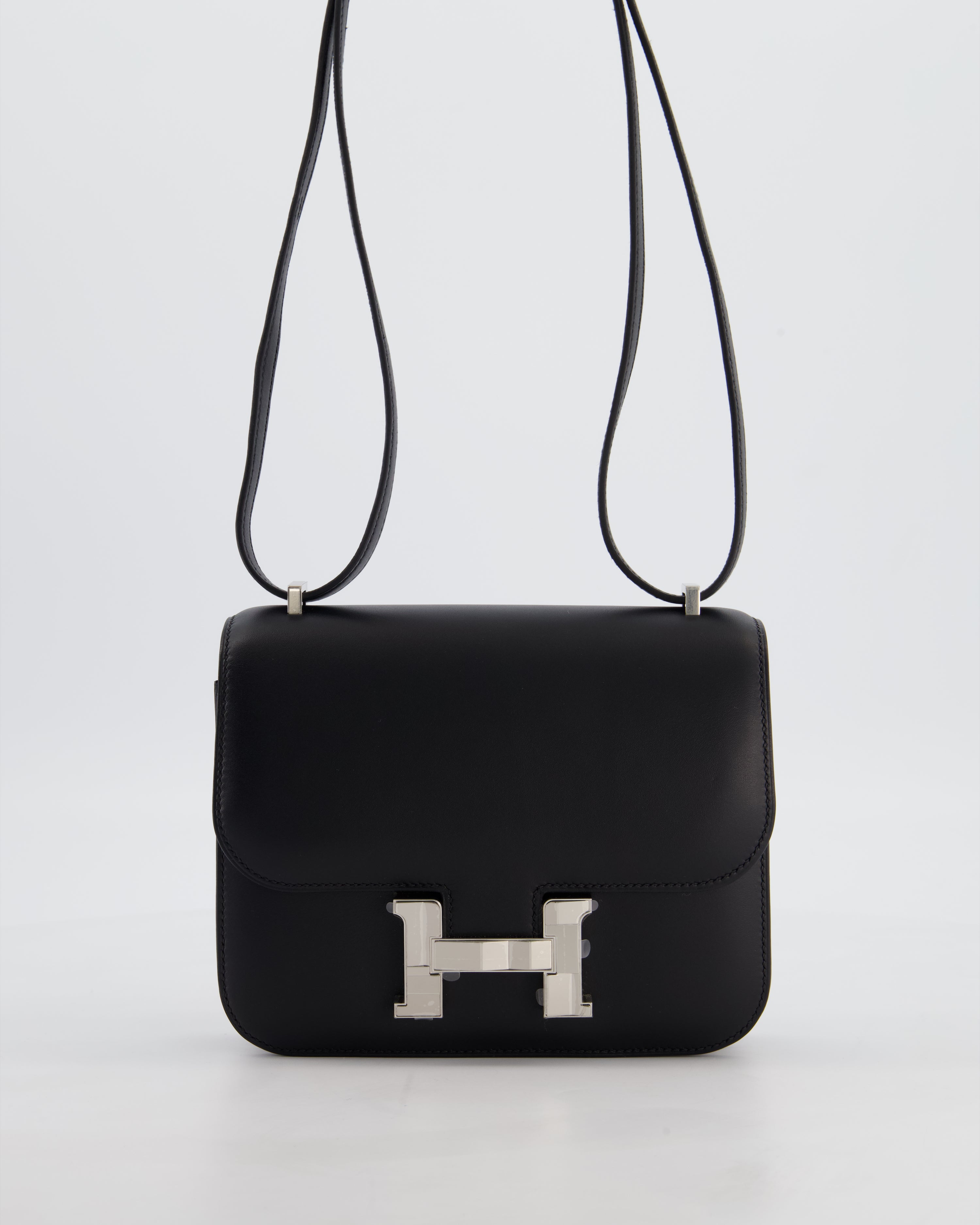 *BLUE BOX* Hermès Constance III 18 Mini Studio 24 Bag in Noir Monsieur Leather with Palladium Hardware
