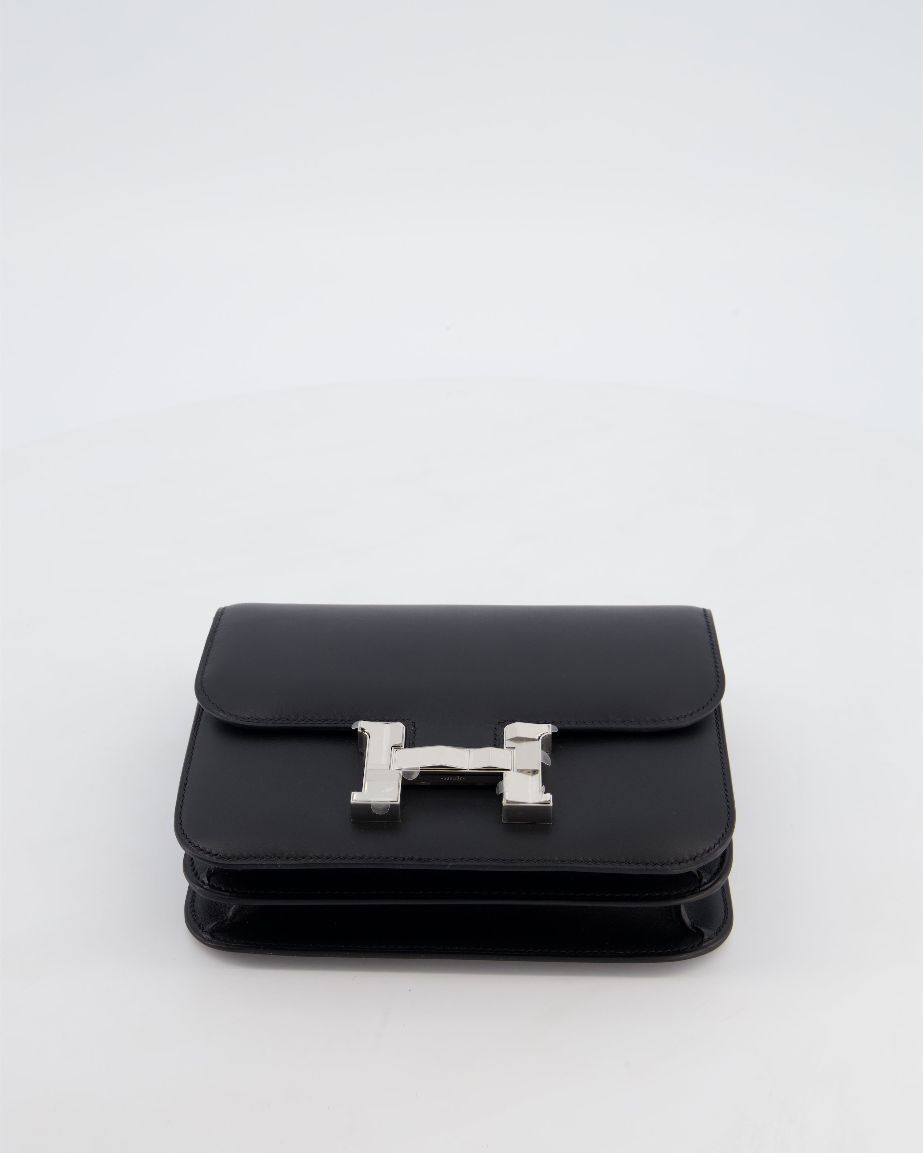 *BLUE BOX* Hermès Constance III 18 Mini Studio 24 Bag in Noir Monsieur Leather with Palladium Hardware