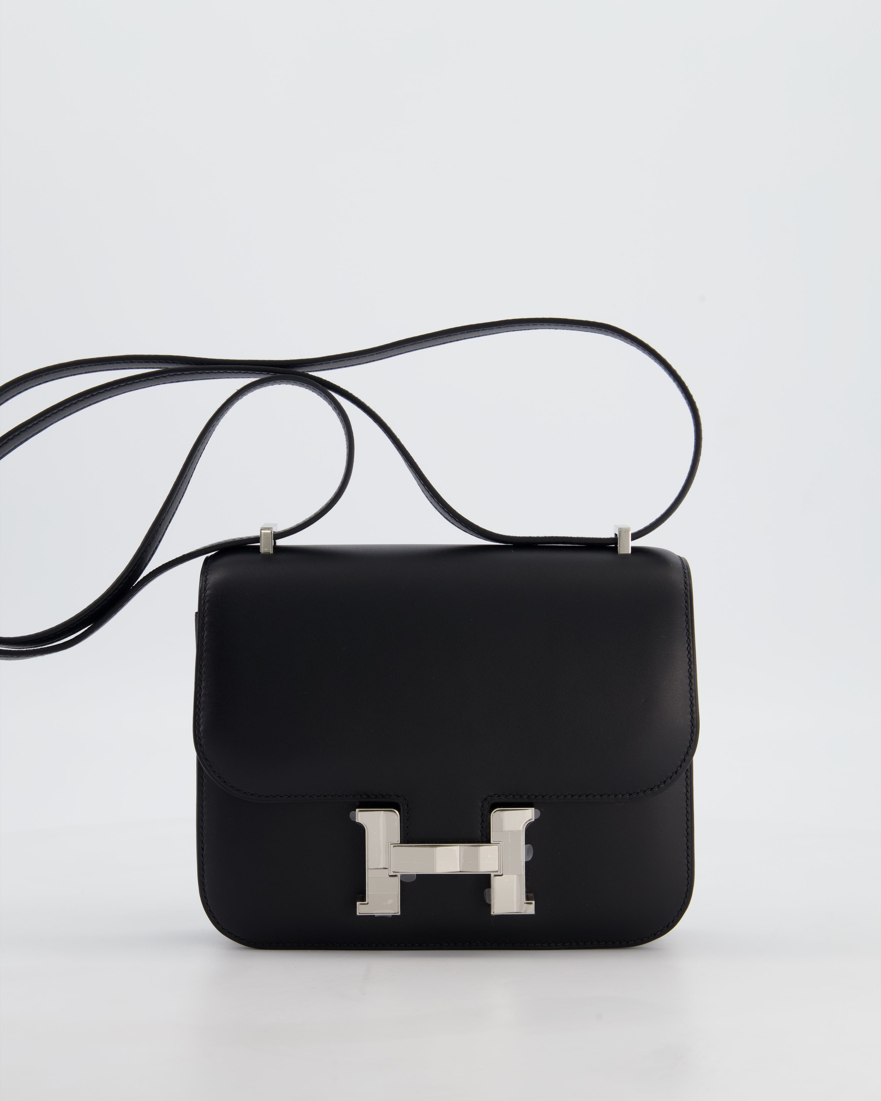*BLUE BOX* Hermès Constance III 18 Mini Studio 24 Bag in Noir Monsieur Leather with Palladium Hardware