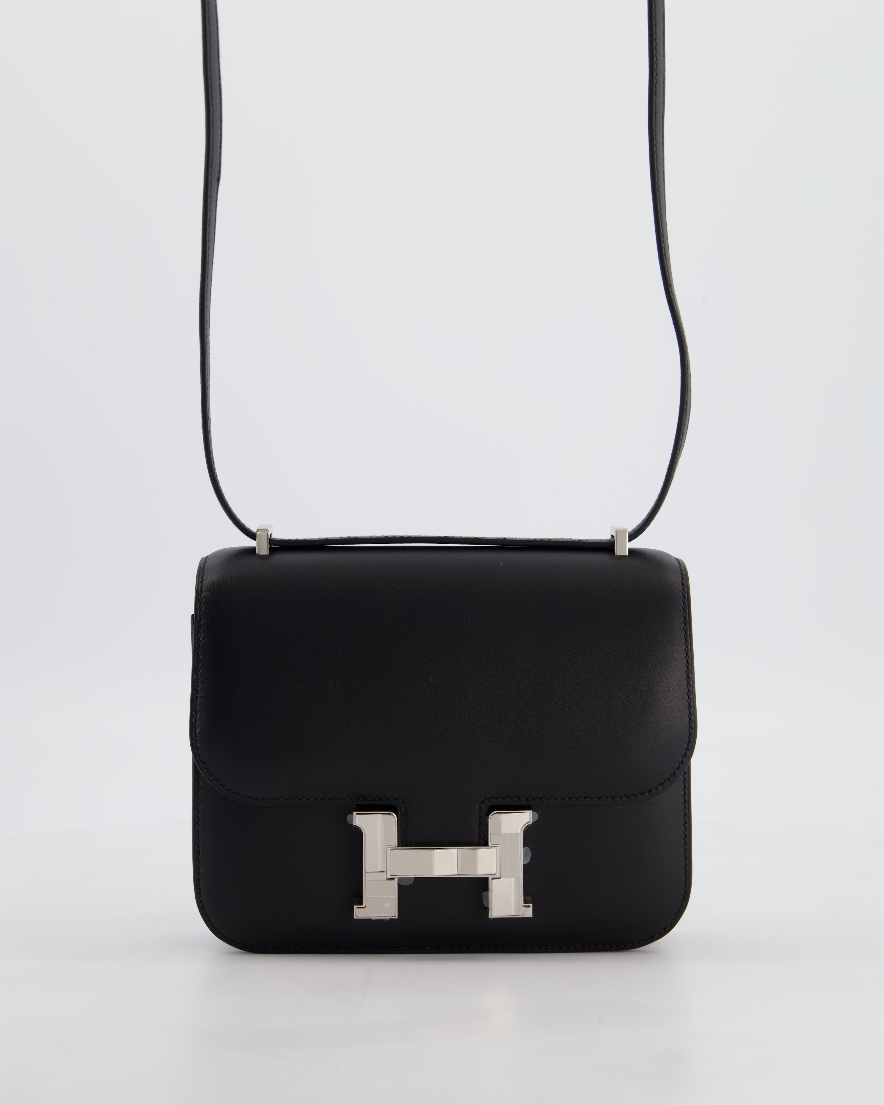 *BLUE BOX* Hermès Constance III 18 Mini Studio 24 Bag in Noir Monsieur Leather with Palladium Hardware