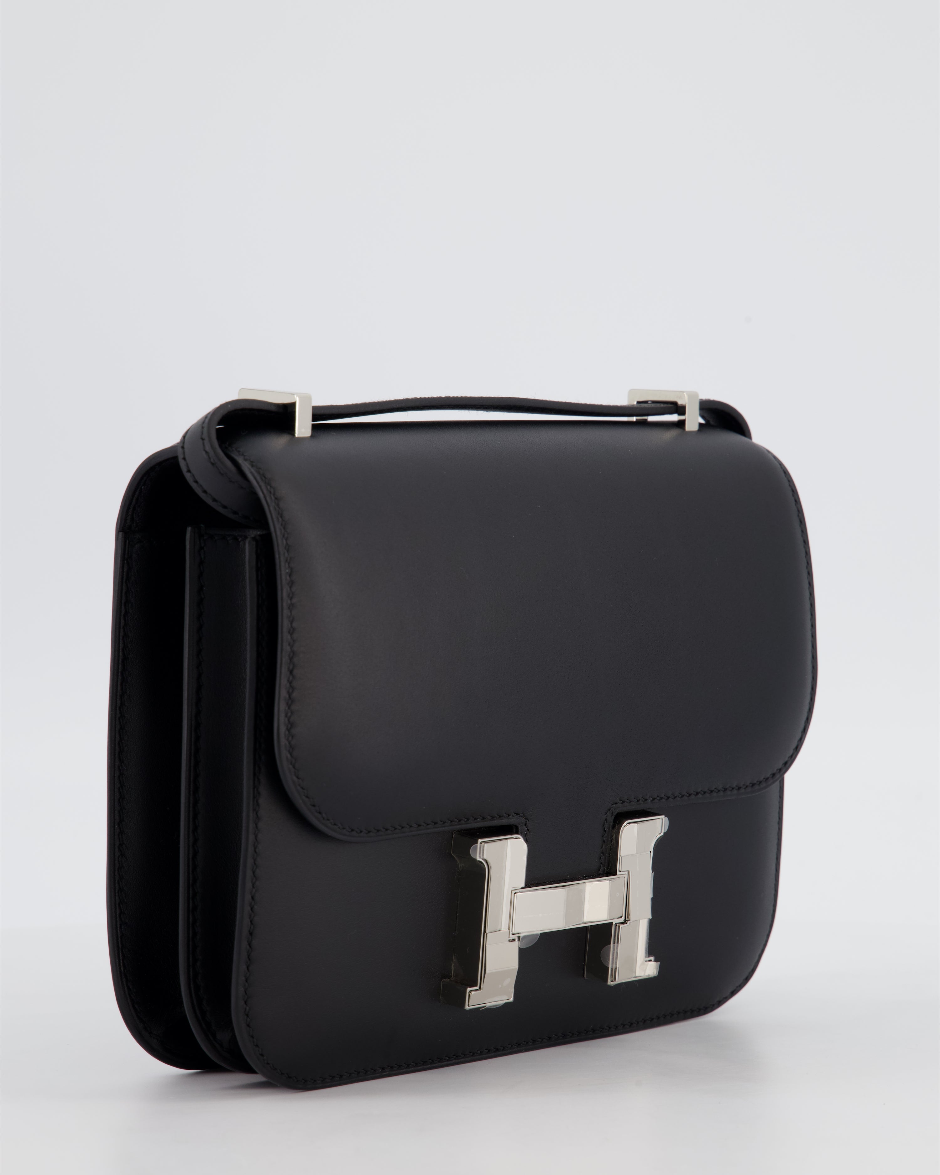 *BLUE BOX* Hermès Constance III 18 Mini Studio 24 Bag in Noir Monsieur Leather with Palladium Hardware
