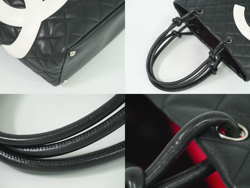 Chanel Chanel Cambon Line Tote Handbag Leather Black White