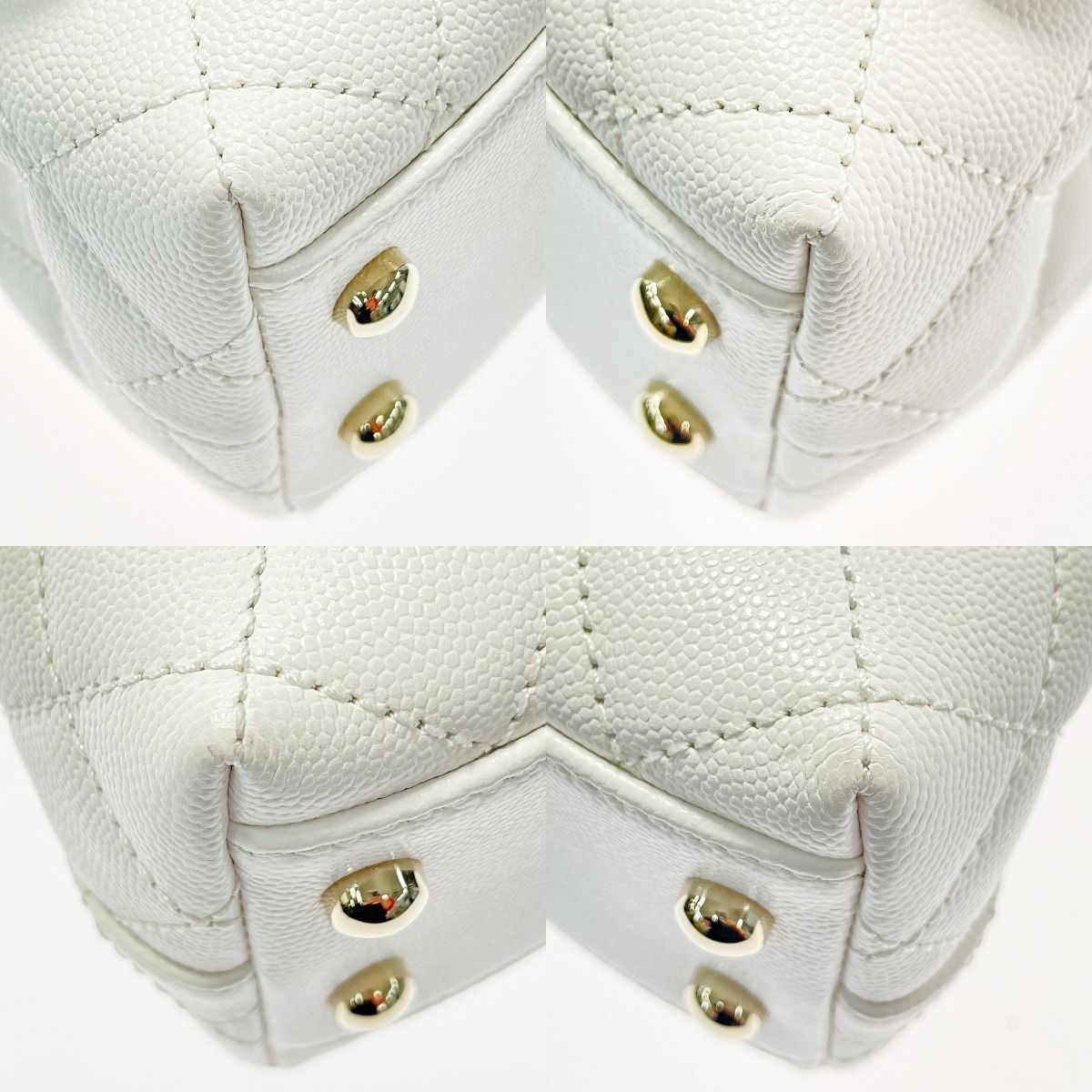 Chanel Chanel Coco Handle As2215 White 2-Way Bag Quilted Caviar Leather