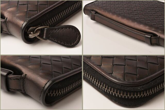 Bottega Veneta Long Wallet Travel Case Round Zipper Closure