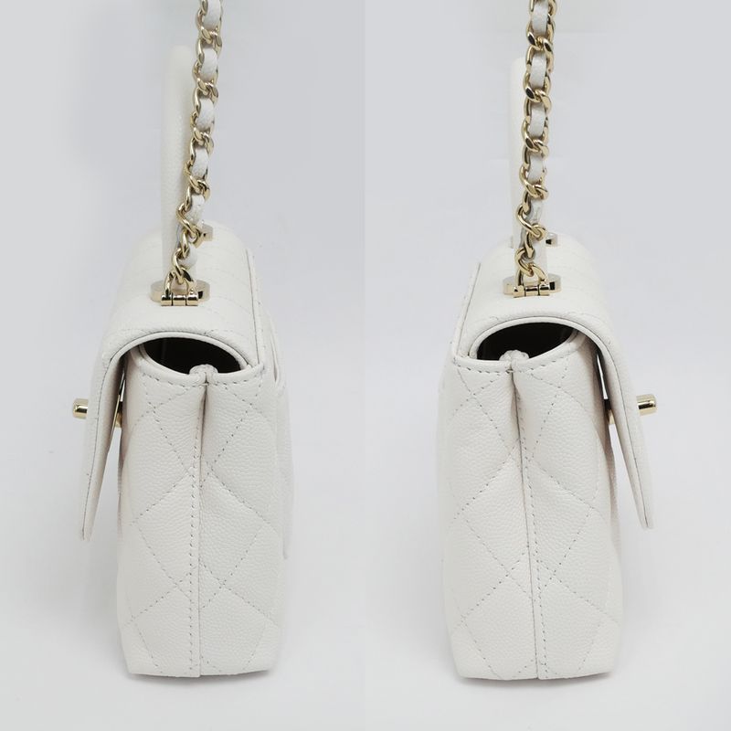 Chanel Chanel Coco Handle Extra Mini Ap4244 White Caviar Leather 2-Way Hand Bag