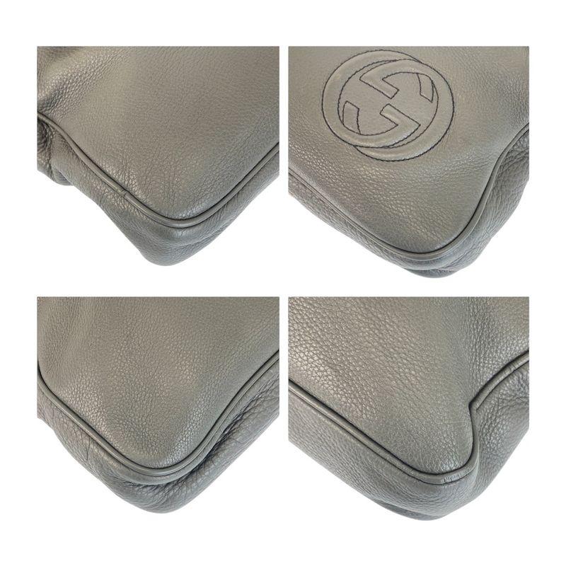 Gucci Soho Grey Silver Hardware Leather Business Bag Shoulder Bag