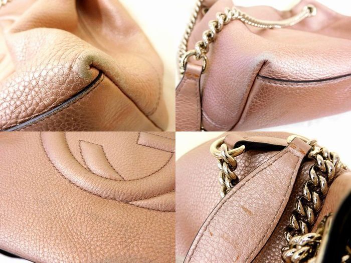 Gucci Shoulder Bag Soho Interlocking G Pink Metallic Chain Bag