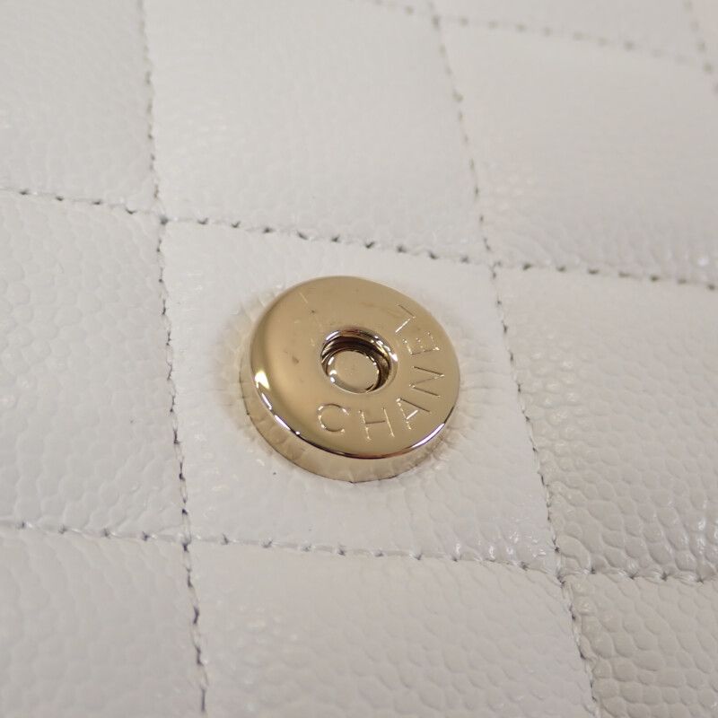 Chanel Chanel Classic Chain Wallet Ap0250 Shoulder Bag Caviar Leather White Gold Hardware
