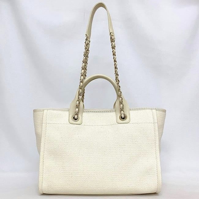 Chanel 2-Way Tote Bag Deauville MM White