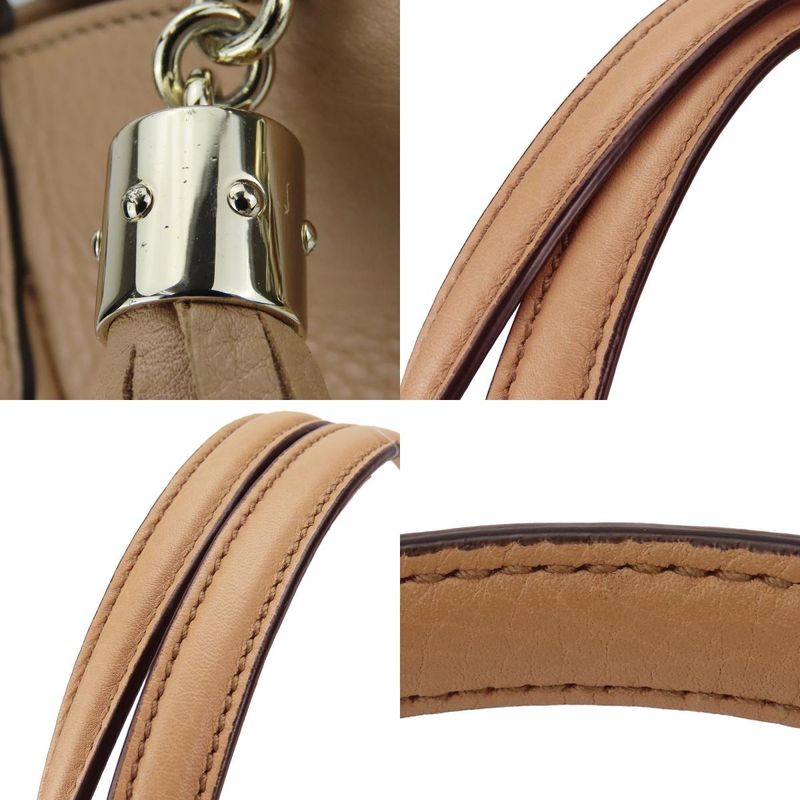 Gucci Handbag Soho Interlocking Tassel Leather Beige Gold Hardware 2-Way