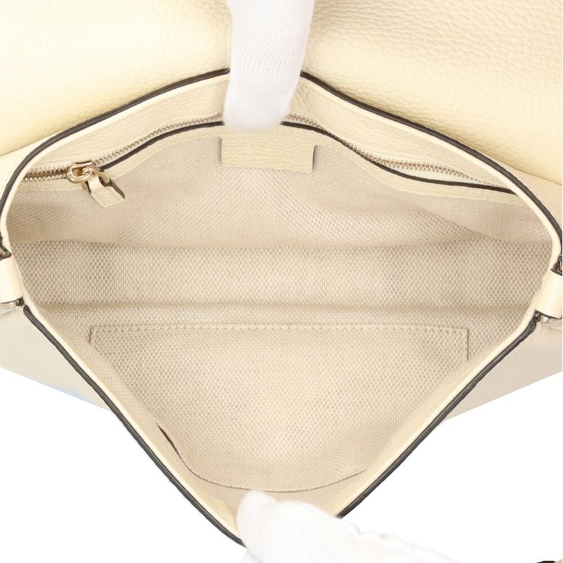 Gucci Soho Shoulder Bag Leather White Ladies