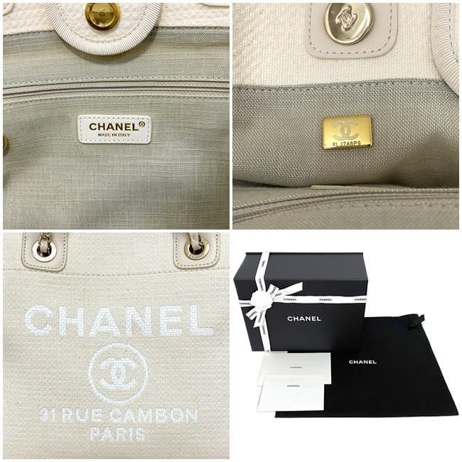 Chanel 2-Way Tote Bag Deauville MM White