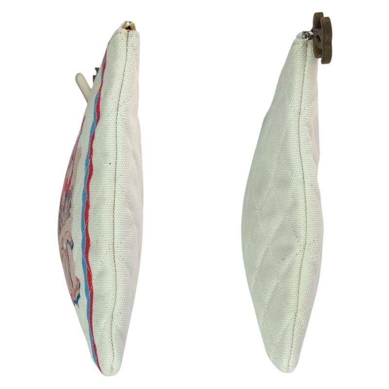 Chanel Chanel Coco Cuba White Multicolor Silver Hardware Canvas Clutch Bag