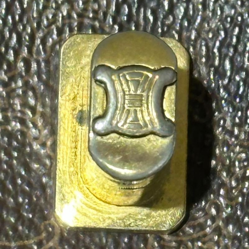 Celine Triumph Turnlock Macadam Pattern Hobo Bag Triomphe Turnlock Macadam