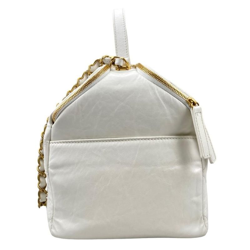 Chanel As3740 Beau Sling Bag Calf Handbag Shoulder Bag Random Plate White