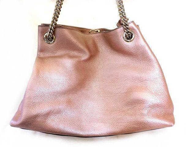 Gucci Shoulder Bag Soho Interlocking G Pink Metallic Chain Bag