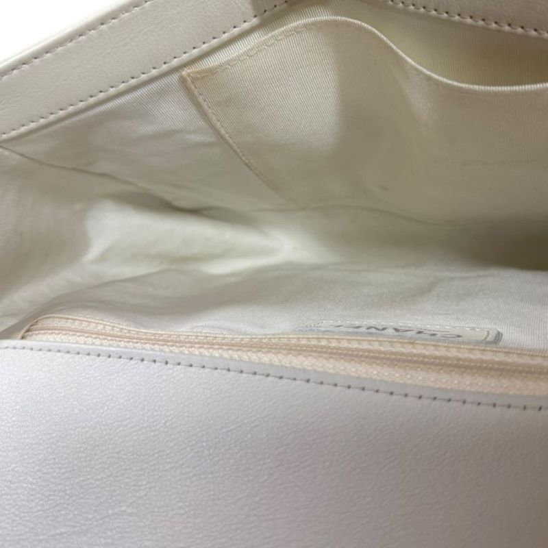 Chanel Boy Shoulder Bag Leather White Ladies