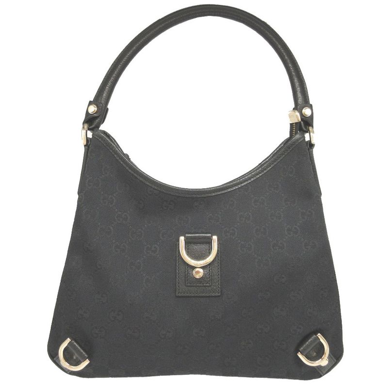Gucci Abby GG Canvas Leather Hobo Black Shoulder Bag 1650