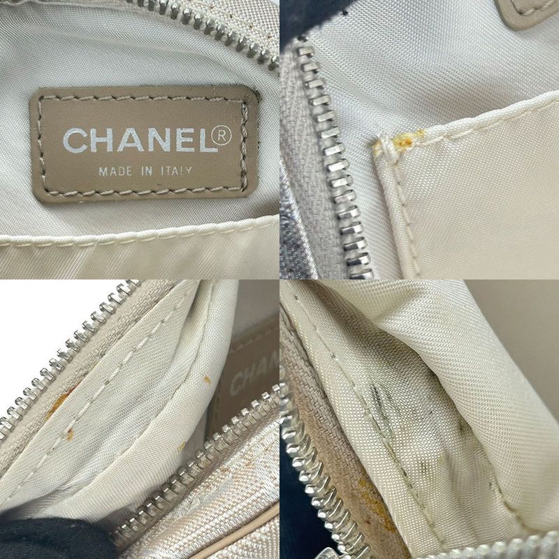 Chanel Chanel Pouch New Travel Line 7 th Beige Jacquard Nylon Round Small