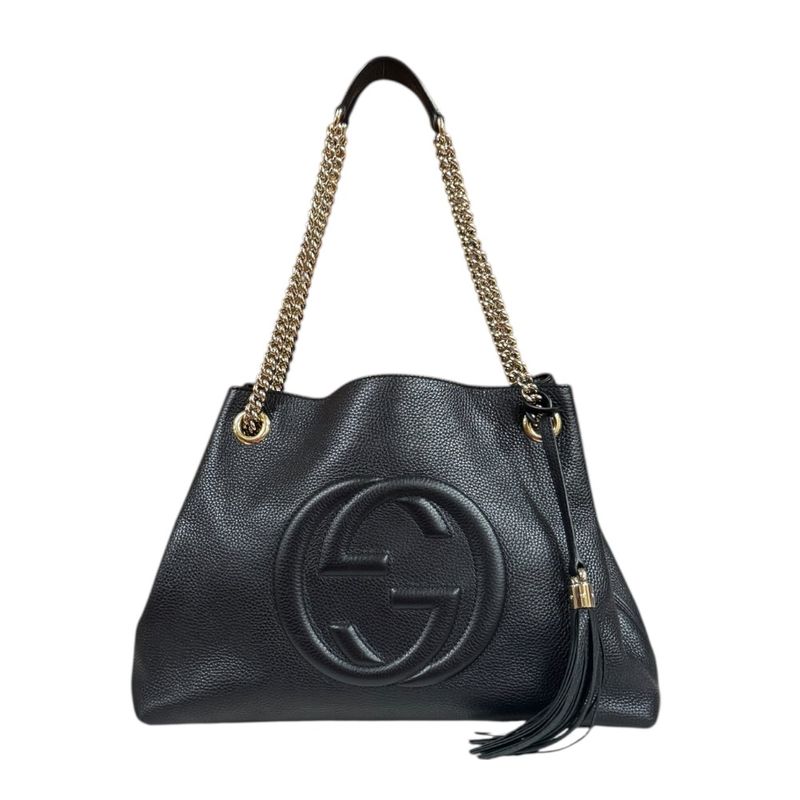 Gucci Soho Shoulder Bag Leather Black Ladies