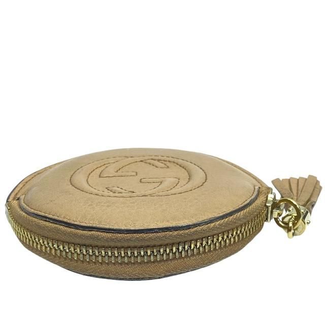 Gucci Soho Coin Case Coin Purse Mini Wallet Circle Shape Compact Leather