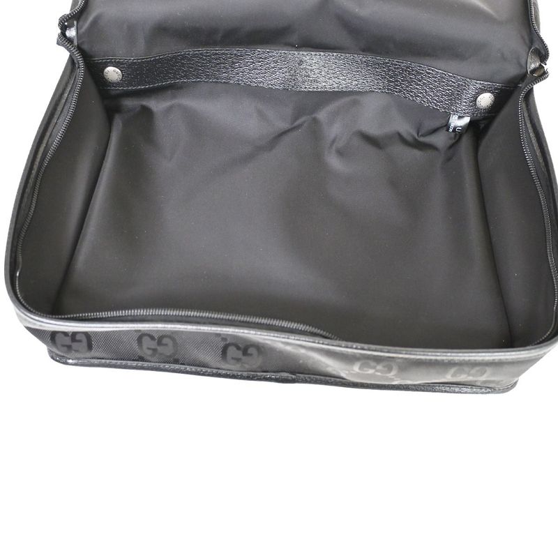 Gucci GG Travel Pouch Clothes Nylon Leather Black 33 Fa226