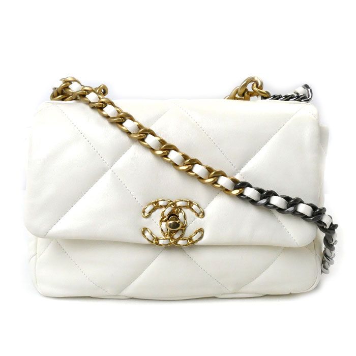 Chanel 19 Chain Shoulder Bag White Cream As1160 Ladies