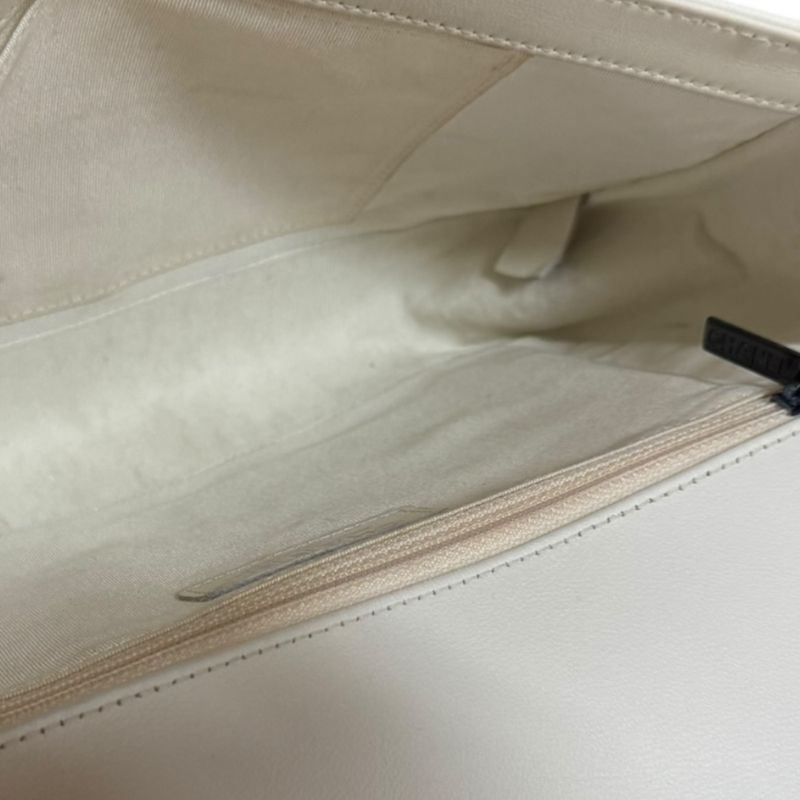 Chanel Boy Shoulder Bag Leather White Ladies