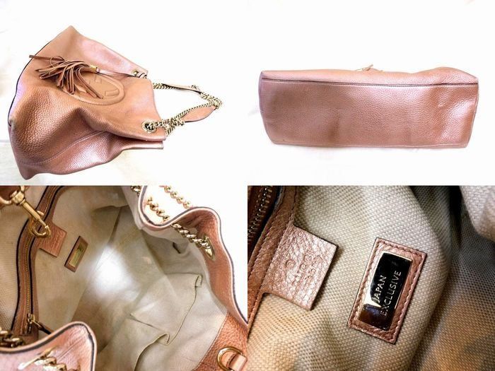 Gucci Shoulder Bag Soho Interlocking G Pink Metallic Chain Bag