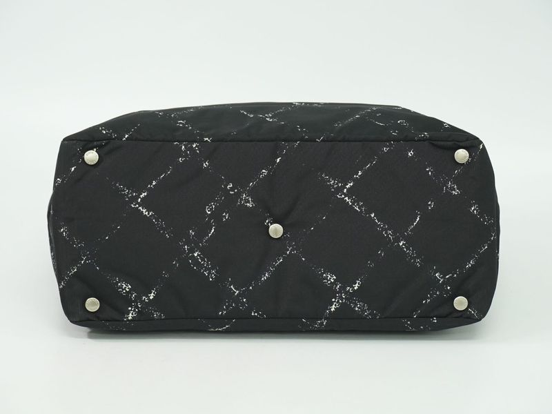 Chanel New Travel Line Tote Bag Handbag Nylon Black New Travel Line