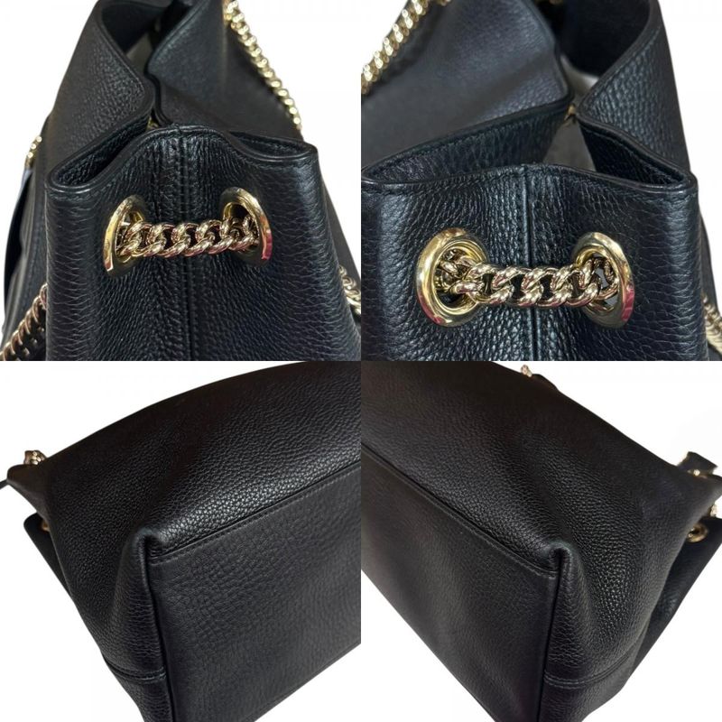 Gucci Soho Shoulder Bag Leather Black Ladies