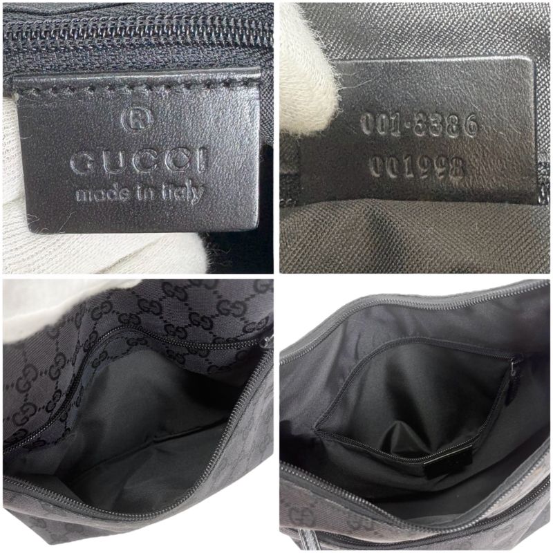 Gucci One Shoulder Bag GG Canvas Black Hobo Soho