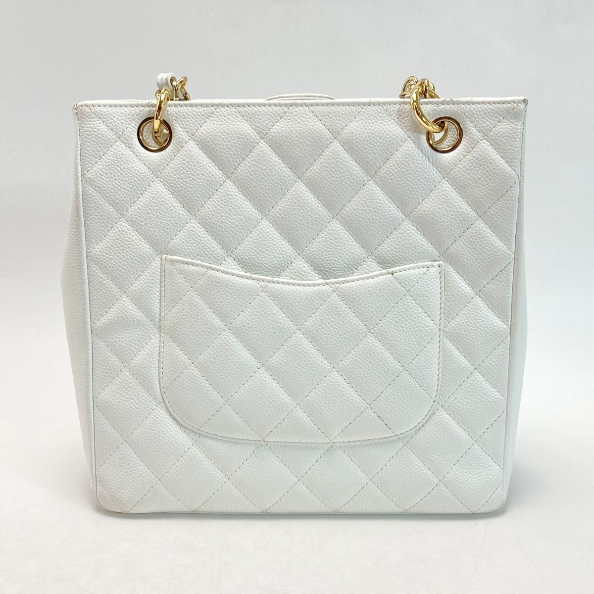Chanel Chanel Cocomark Quilted Pst Chain Tote Bag White Caviar Leather