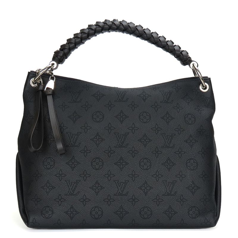 Louis Vuitton Shoulder Bag Beauvre Hobo M56073 Monogram Mahina Black Brown