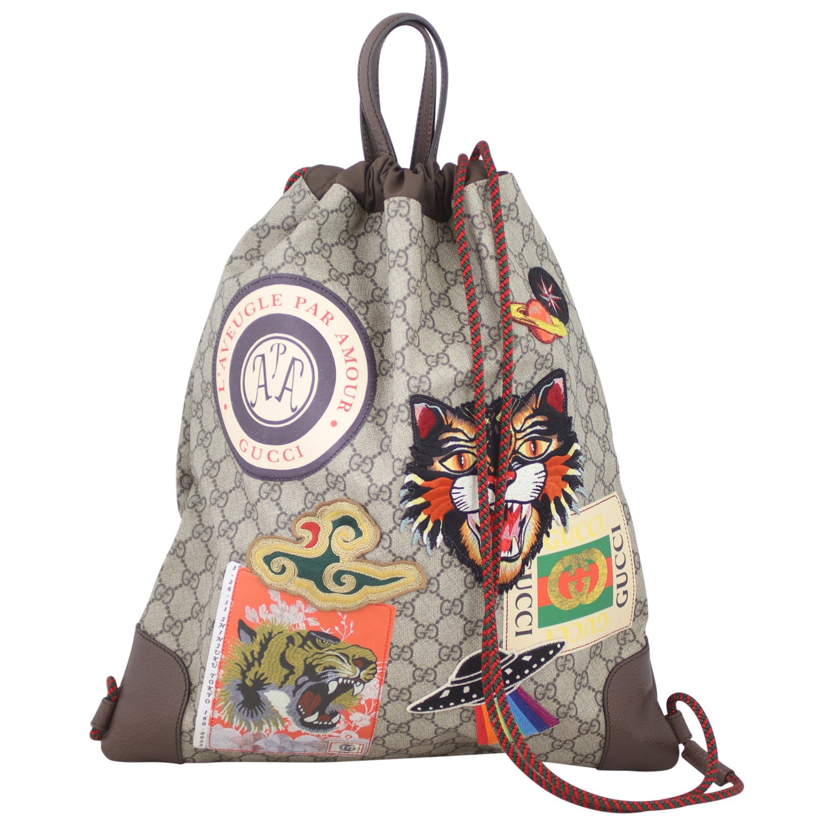 Gucci Courrier Soft GG Supreme Drawstring Backpack