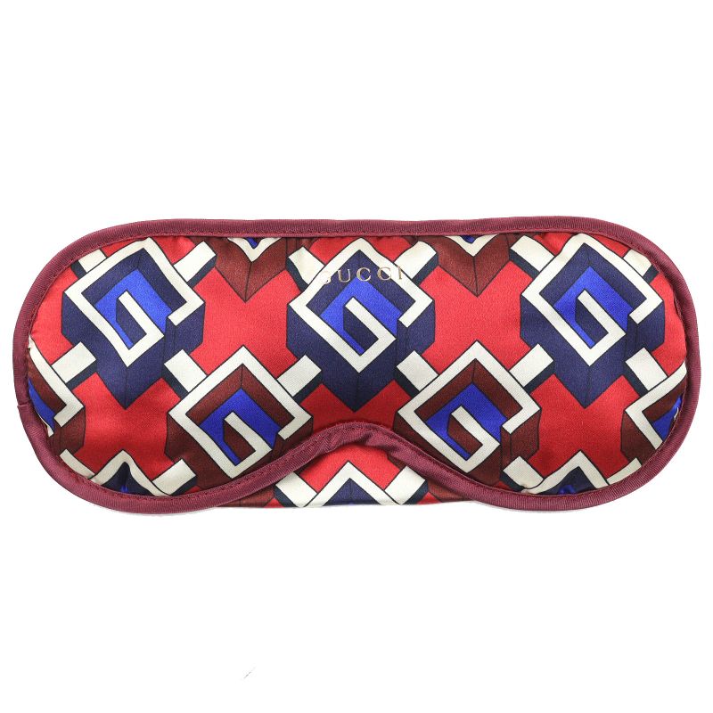 Gucci Geometric G Print Travel Set 100% Silk Eye Mask Air Pillow Slippers