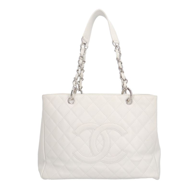 Chanel Chanel Gst Tote Quilted Shoulder Bag Caviar Leather White