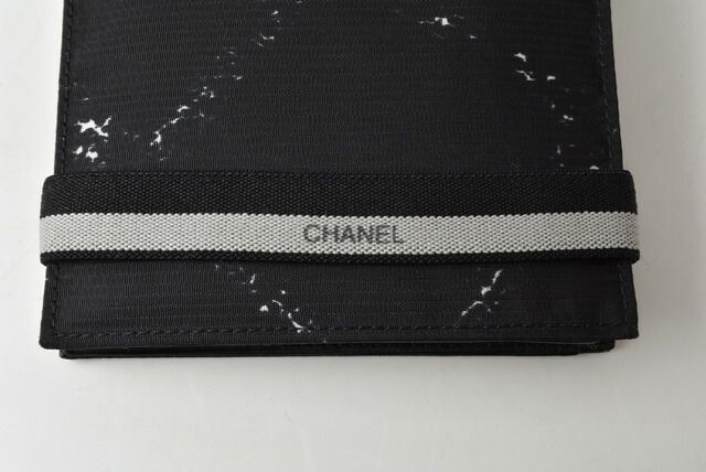 Chanel Wallet Men's Foldable Wallet Old Travel Line Black
