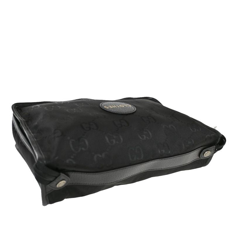 Gucci GG Travel Pouch Clothes Nylon Leather Black 33 Fa226