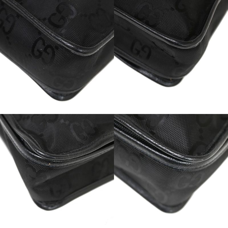 Gucci GG Travel Pouch Clothes Nylon Leather Black 33 Fa226
