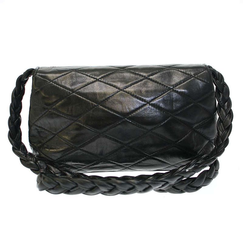 Chanel Chanel Old Vintage Quilted Leather Shoulder Bag Black