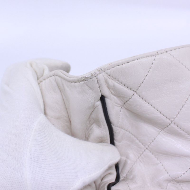 Chanel 255 Chain Handbag Lambskin White Handbag Silver