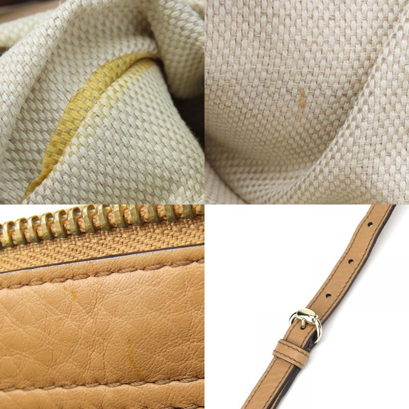 Gucci Handbag Soho Interlocking Tassel Leather Beige Gold Hardware 2-Way