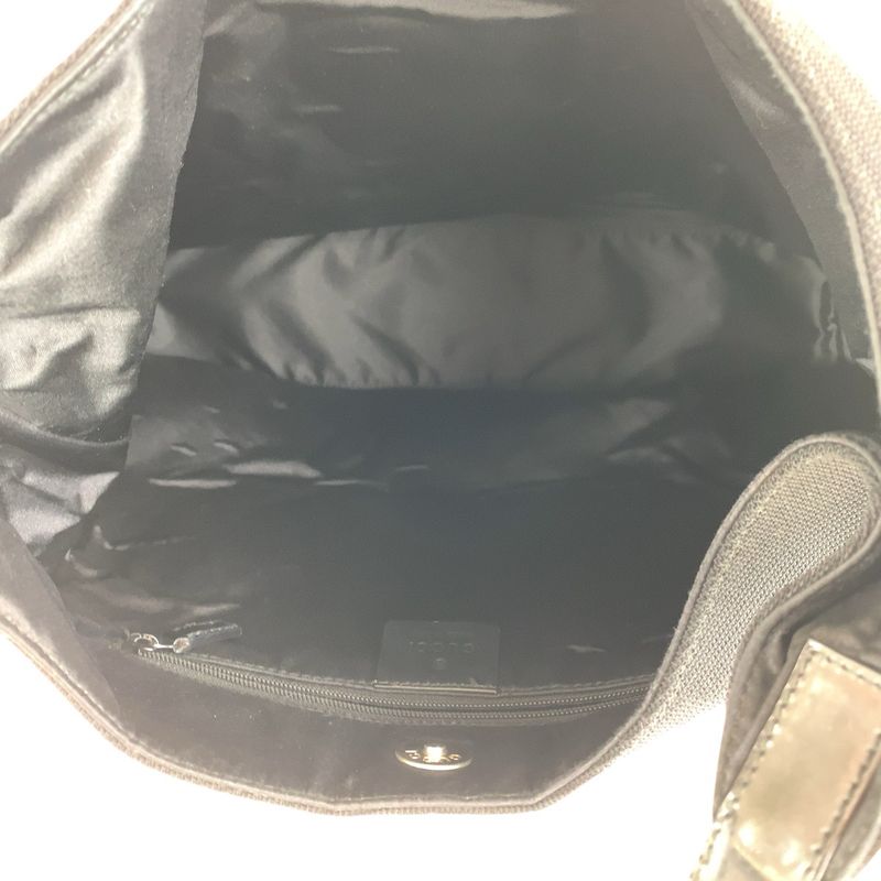 Gucci Hobo Black Silver Hardware Canvas Enamel 001 3297 Shoulder Bag