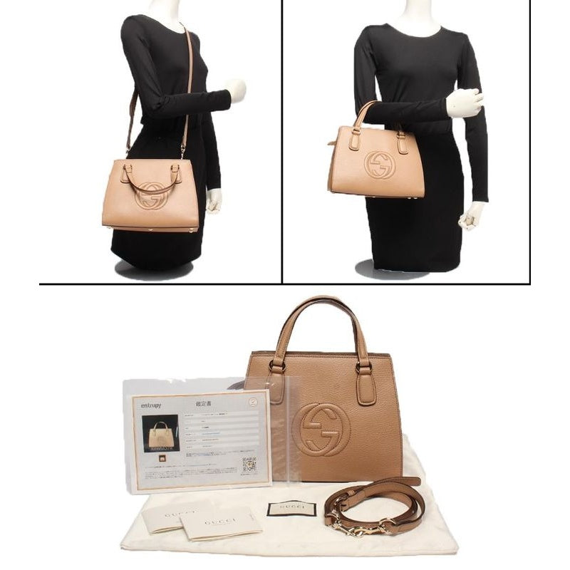 Gucci 2-Way Shoulder Bag Handbag Crossbody Interlocking Soho