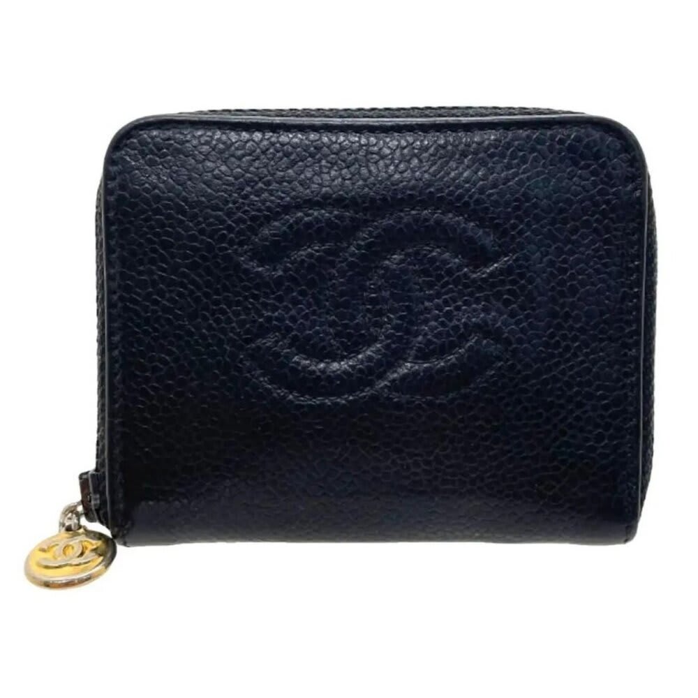 Chanel CC Vintage Caviar Timeless Coin Purse Pouch Key Chain Charm Bag
