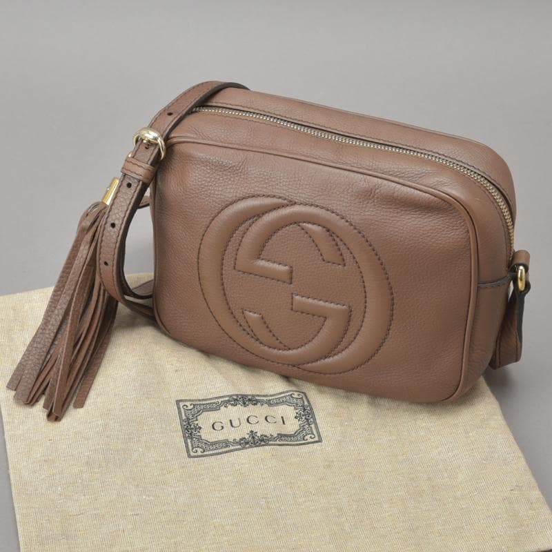 Gucci Soho Shoulder Bag Double G Leather Brown Bag